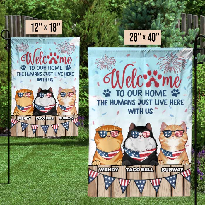 Welcome To Our Cat Home - 4th Of July Decoration - Personalized Flag