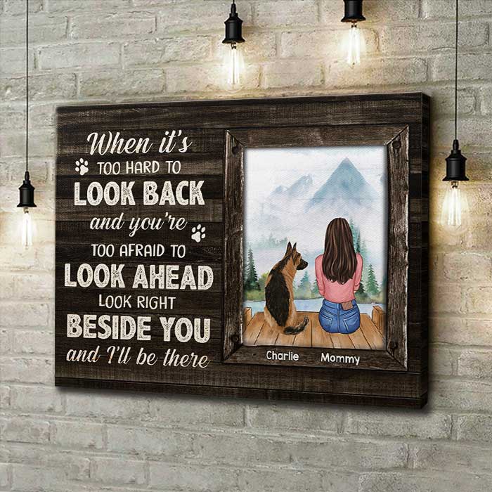 Look Right Beside You And We'll Be There - Personalized Horizontal Canvas