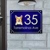 Dog Peeking House Number - Personalized Metal Sign