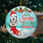 Happy Pawlidays - On The Naughty List And Regret Nothing - Personalized Custom Round Shaped Wood Christmas Ornament