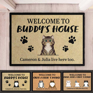 Welcome To Cats' House - Funny Personalized Cat Decorative Mat.