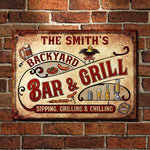 Sipping, Grilling And Chilling - Personalized Metal Sign