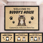 Personalized Welcome to Cat's House - Funny Personalized Cat Decorative Mat, Doormat