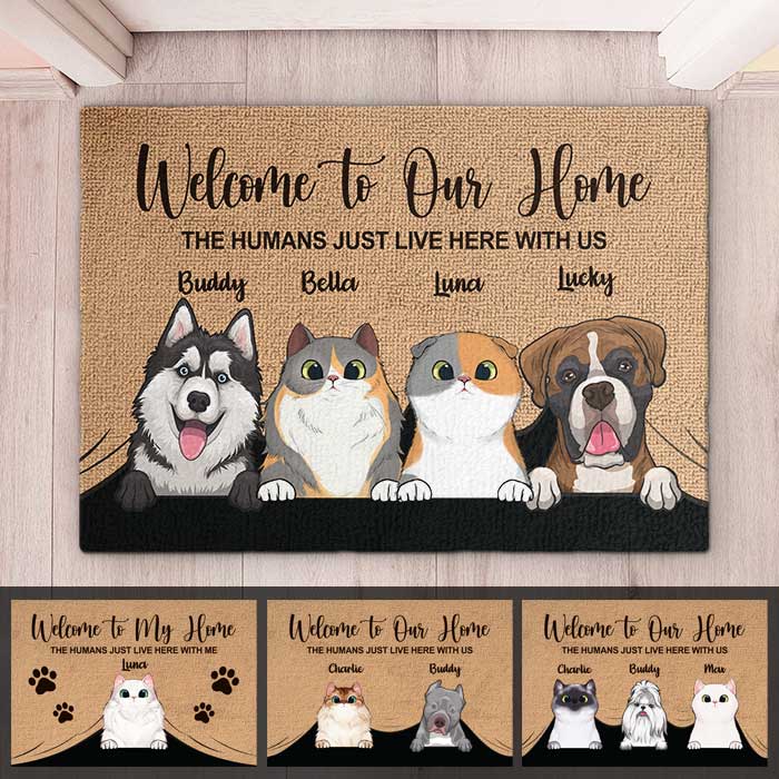 Welcome To The Pet Home - Funny Personalized Pet Decorative Mat, Doormat (Cat & Dog) (TW)