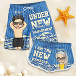 Under New Management - Personalized Couple Beach Shorts - Gift For Couples, Husband Wife