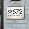 Dog Peeking House Number - Personalized Metal Sign
