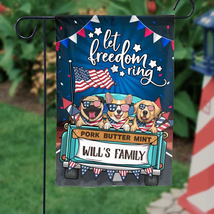 Let Freedom Ring - 4th Of July Decoration - Personalized Dog Flag
