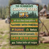 Camping Rules - Sit By The Campfire - Personalized Metal Sign