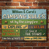 Sit By The Campfire Explore & Relax - Camping Rules - Personalized Metal Sign