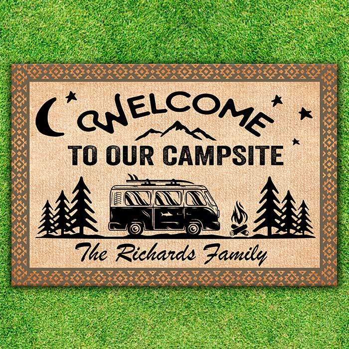 Welcome To Our Campsite - Personalized Decorative Mat