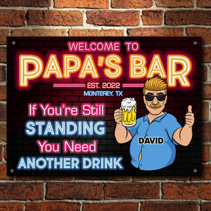 Welcome To Dad's Bar - Gift For Dad, Grandpa - Personalized Metal Sign