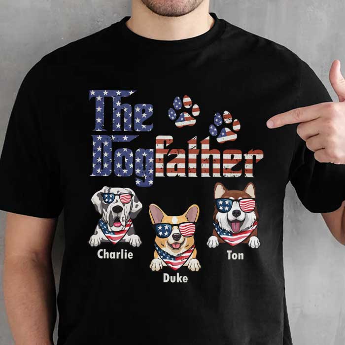 The American Dog Father - Gift For 4th Of July - Personalized Unisex T-Shirt