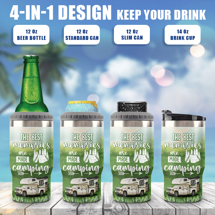The Best Memories Are Made Camping - Personalized Can Cooler - Gift For Couples, Gift For Camping Lovers
