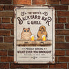 Backyard Bar & Grill With Cats And Dogs - Personalized Metal Sign