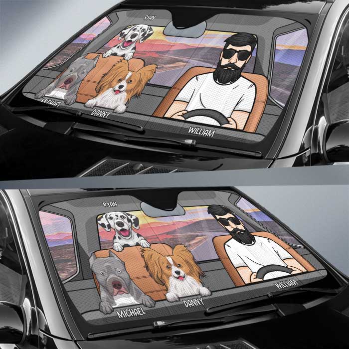 Car Protection With Fur Babies - Personalized Dog Auto Sun Shade