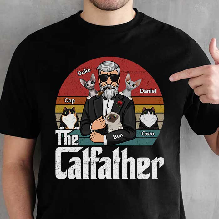 Cat Father The Man The Myth The Legend - Gift For Dad, Personalized Unisex T-Shirt