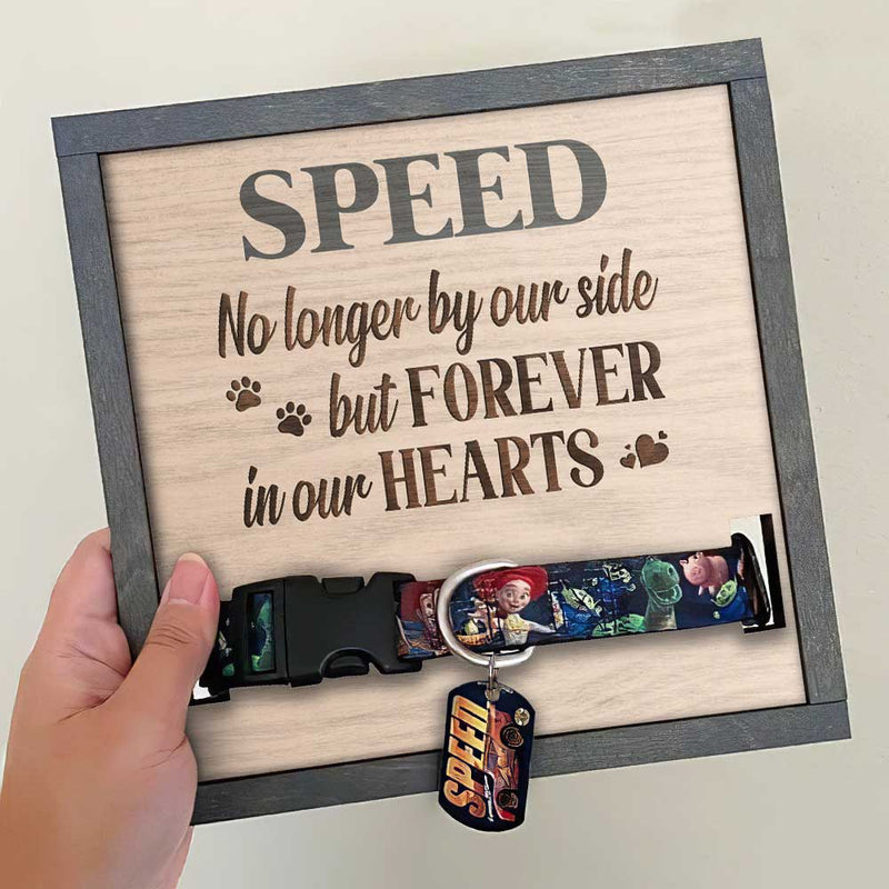 No Longer In Ourside - Memorial Personalized Custom Pet Loss Sign, Collar Frame - Sympathy Gift, Gift For Pet Owners, Pet Lovers