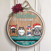 Welcome To Our Home - Christmas Dogs & Cats - Funny Personalized Door Sign