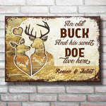 Old Buck And Sweet Doe Live Here - Personalized Metal Sign