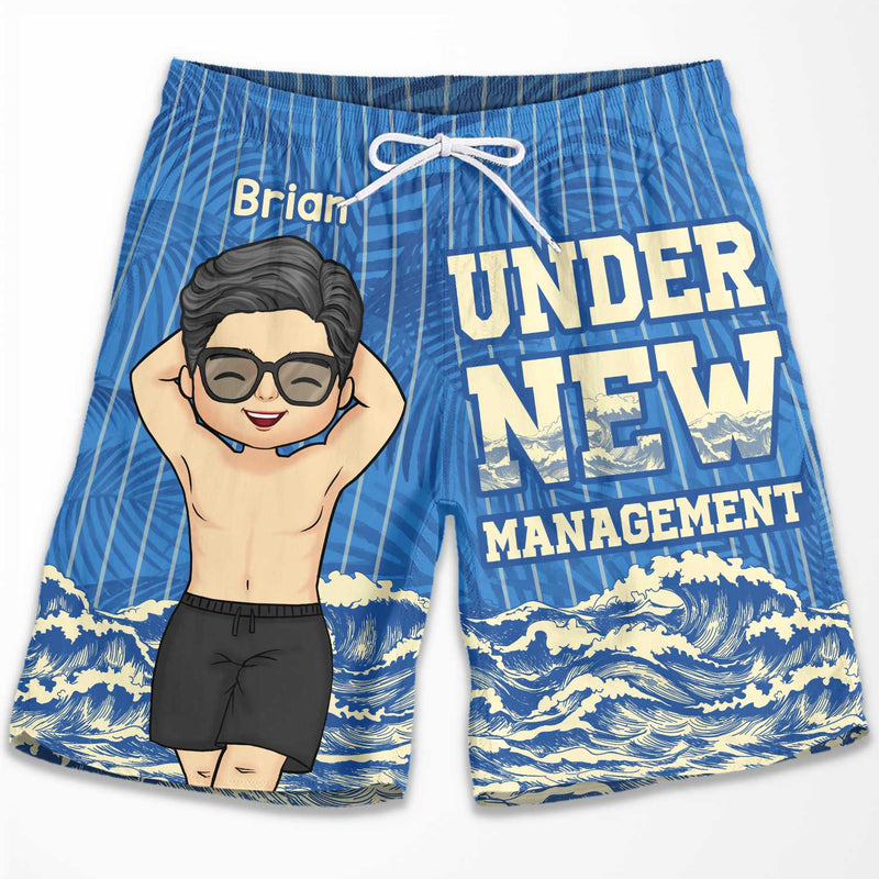 Under New Management - Personalized Couple Beach Shorts - Gift For Couples, Husband Wife