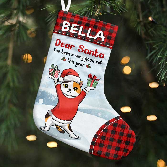 Have A Lovely Christmas With Cat - Cat Christmas Costumes - Personalized Christmas Stocking