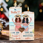 Custom Name Beach Bestie Sister Gifts - Personalized Color Candle Holder