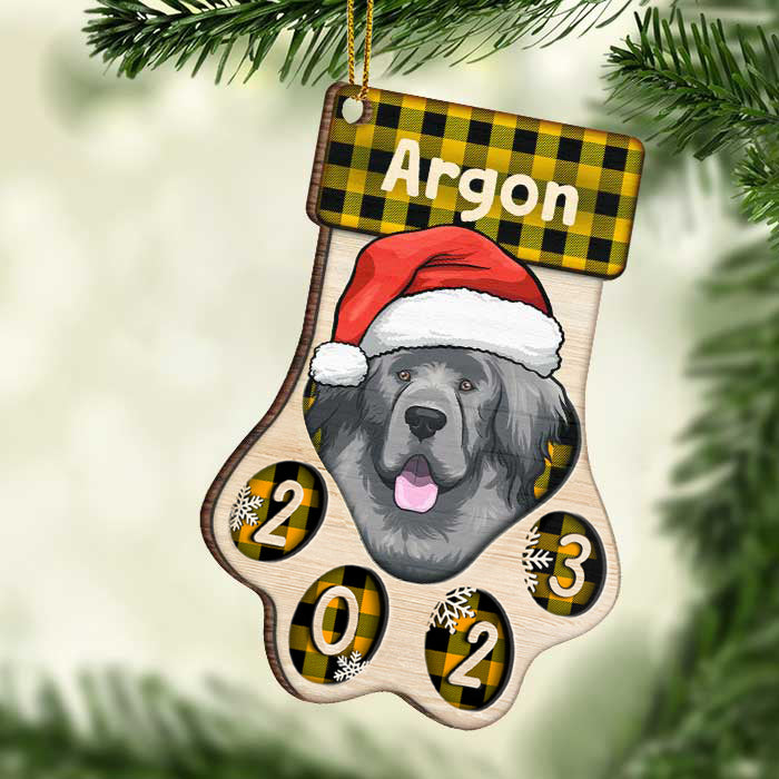 Happy Pawlidays - Christmas Dogs And Smiling Cats - Personalized Custom Paw Shaped Wood Christmas Ornament