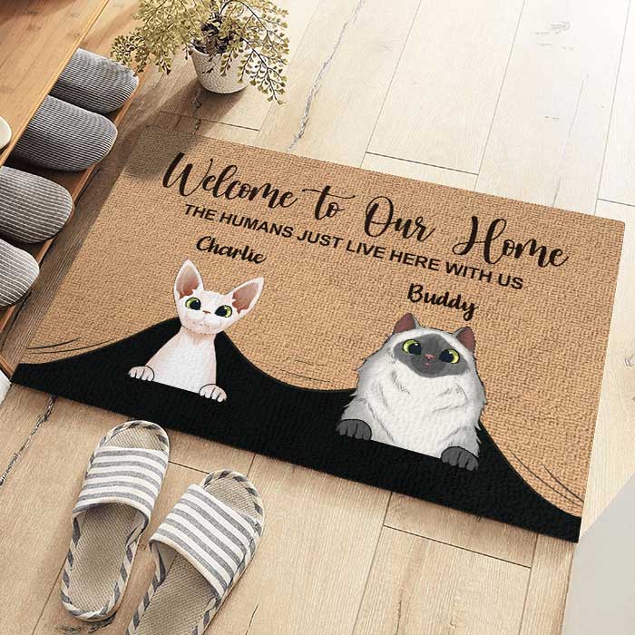 Welcome To My Home - Funny Personalized Cat Decorative Mat.