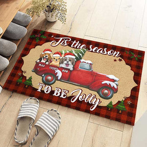 It's The Most Wonderful Time Of The Year - Dogs Christmas - Personalized Decorative Mat.