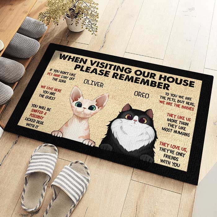 Pets' Rules When Visiting Our House - Cats And Dogs Personalized Decorative Mat, Doormat