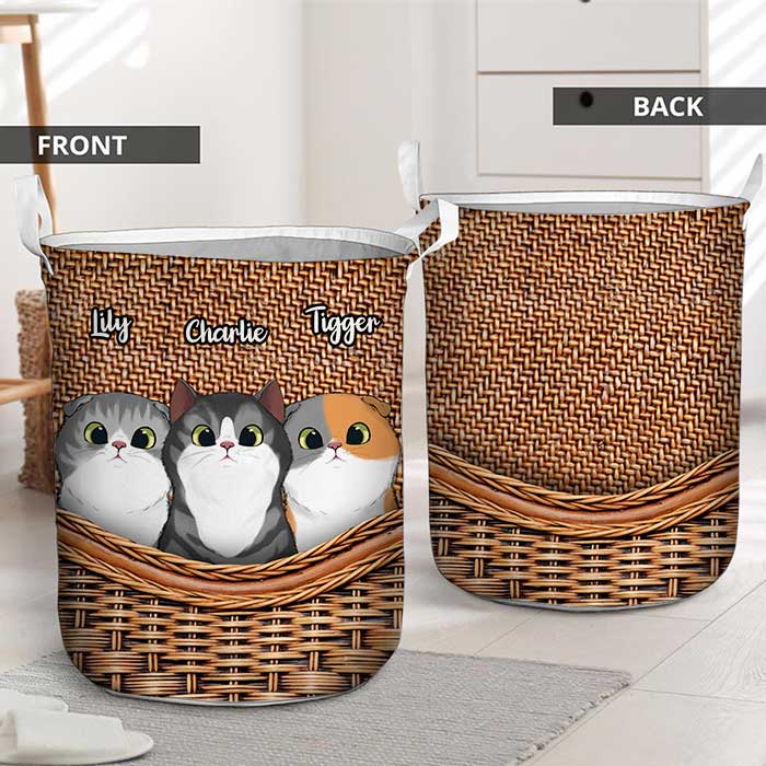Life Is Better With Cute Cats - Personalized Laundry Basket