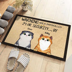 No Need To Knock We Know You're Here Peeking Cat - Funny Personalized Cat Decorative Mat