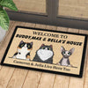 Personalized Welcome to Cat's House - Funny Personalized Cat Decorative Mat, Doormat