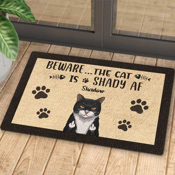 Beware The Cats Are Shady Af - Funny Personalized Cat Decorative Mat