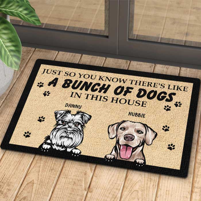 A Bunch Of Dogs In This House - Personalized Decorative Mat