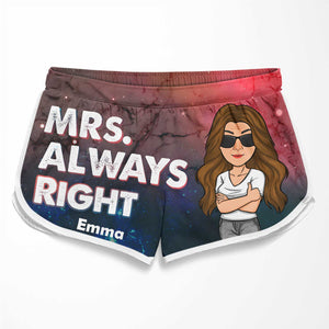 Mr. Never Right Mrs. Always Right - Personalized Couple Beach Shorts - Gift For Couples, Husband Wife