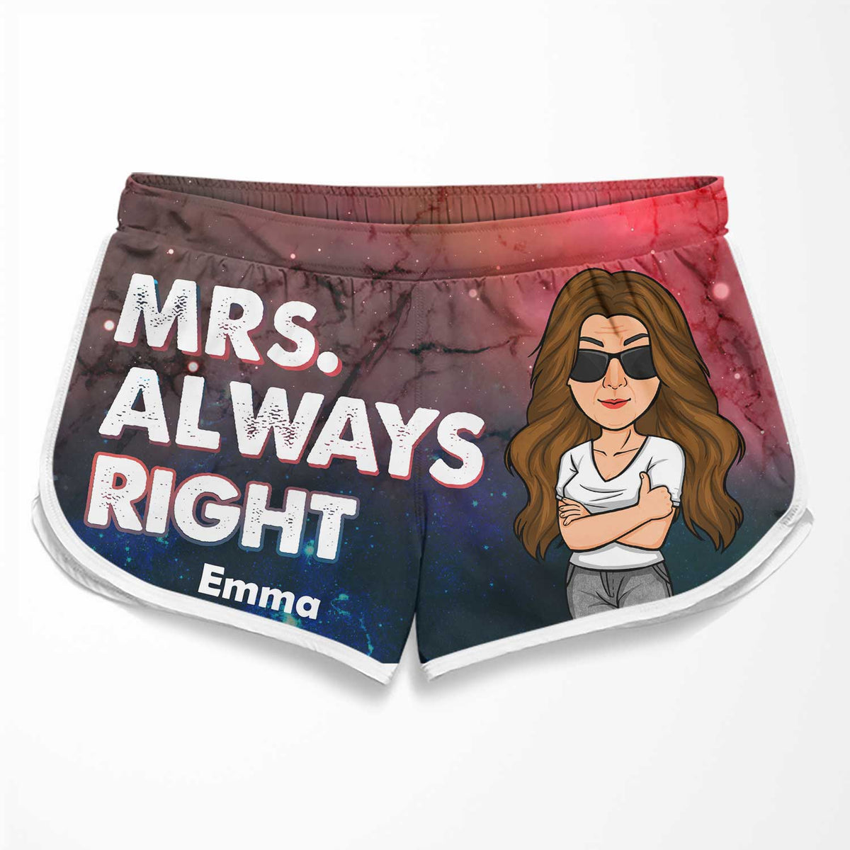 Mr. Never Right Mrs. Always Right - Personalized Couple Beach Shorts - Gift For Couples, Husband Wife