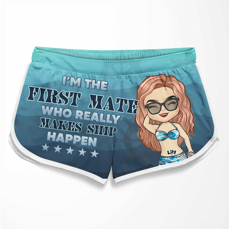 I'm The Captain & I'm The First Mate - Personalized Couple Beach Shorts - Gift For Couples, Husband Wife