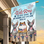 Funny Patriotic Cat Welcome Home Decor - Flag