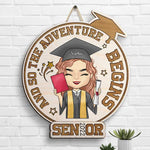 The Adventure Begins - Personalized Shaped Wood Sign - Graduation Gift