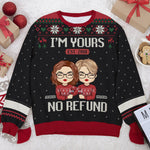 I'm Yours Since & No Refund - Personalized Custom Unisex Ugly Christmas Sweatshirt, Wool Sweatshirt, All-Over-Print Sweatshirt - Gift For Couple, Husband Wife, Anniversary, Engagement, Wedding, Marriage Gift, Christmas Gift