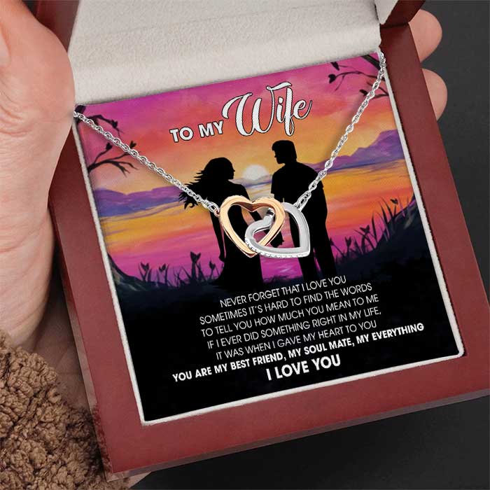 You Are My Best Friend My Soul Mate My Everything - Gift For Couples, Husband Wife, Personalized Interlocking Hearts Necklace.