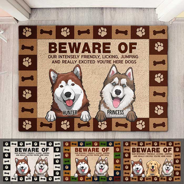 Beware Of Our Intensely - Personalized Decorative Mat - Gift For Dog Lovers, Dog Owners, Dog Gift, Gift For Pet Lovers