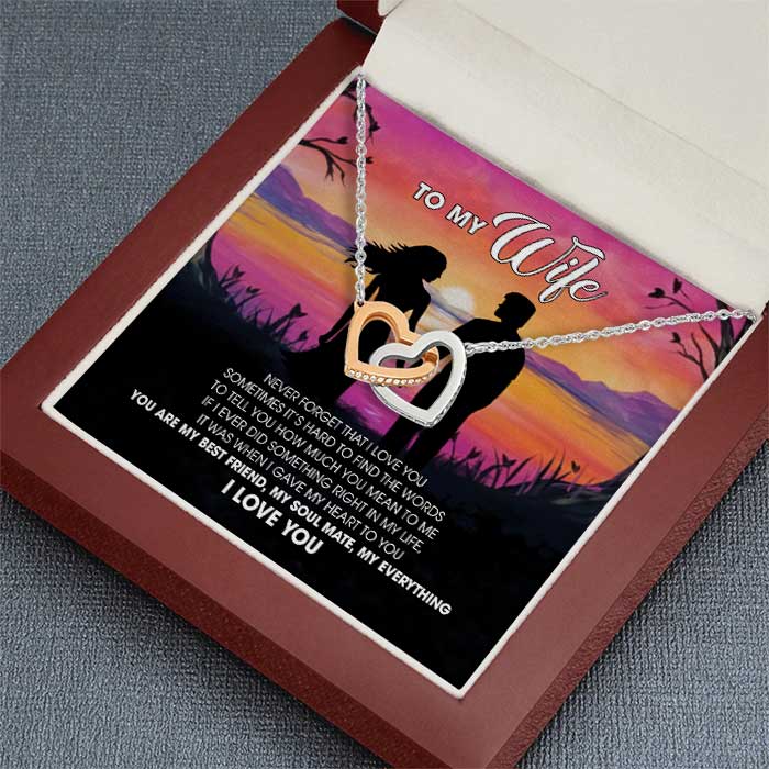 You Are My Best Friend My Soul Mate My Everything - Gift For Couples, Husband Wife, Personalized Interlocking Hearts Necklace.