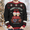 Hubby & Wifey Together - Personalized Custom Unisex Ugly Christmas Sweatshirt, Wool Sweatshirt, All-Over-Print Sweatshirt - Gift For Couple, Husband Wife, Anniversary, Engagement, Wedding, Marriage Gift, Christmas Gift