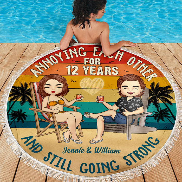Still Going Strong - Personalized Round Beach Towel - Gift For Couples, Husband Wife