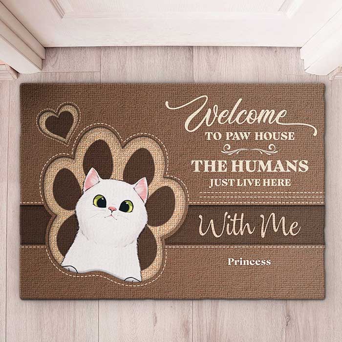 Welcome To Paw House - Personalized Decorative Mat - Gift For Pet Lovers
