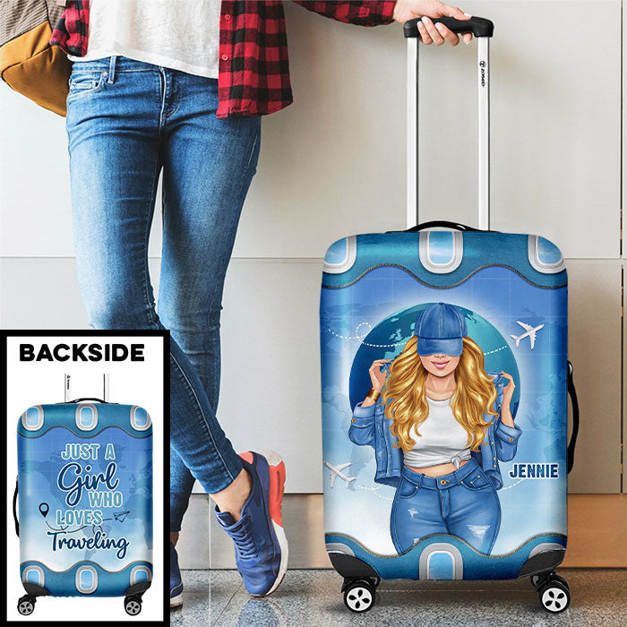 A Girl Who Loves Traveling - Personalized Luggage Cover
