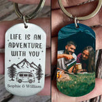 Life Is An Adventure With You - Upload Image, Gift For Camping Couples - Personalized Keychain