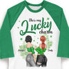 She's My Lucky Charm - Gift For Besties, Personalized St. Patrick's Day Unisex Raglan Shirt